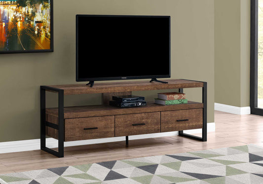 16" Brown and Black Cabinet Enclosed Storage TV Stand