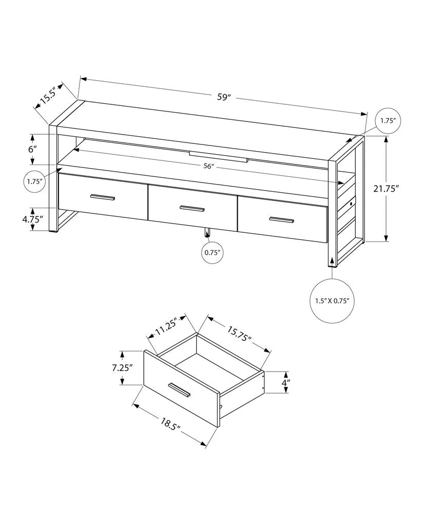 59" Black Cabinet Enclosed Storage TV Stand