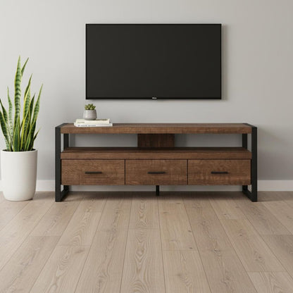 59" Black Cabinet Enclosed Storage TV Stand