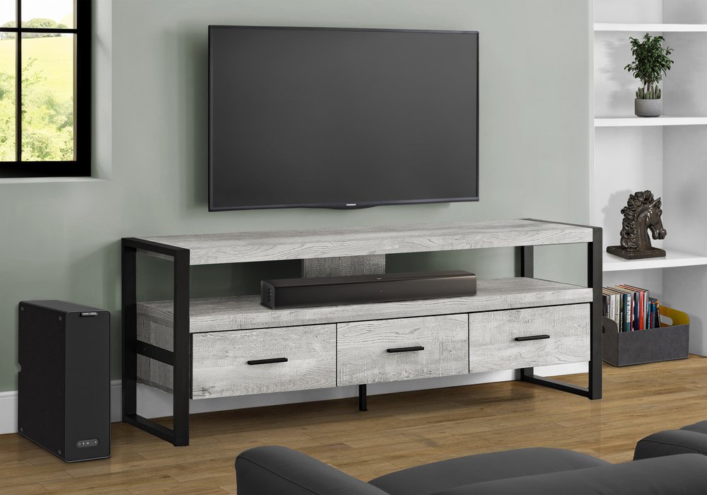 59" Black Cabinet Enclosed Storage TV Stand