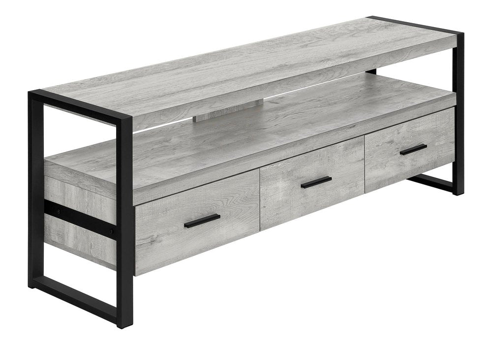 59" Black Cabinet Enclosed Storage TV Stand