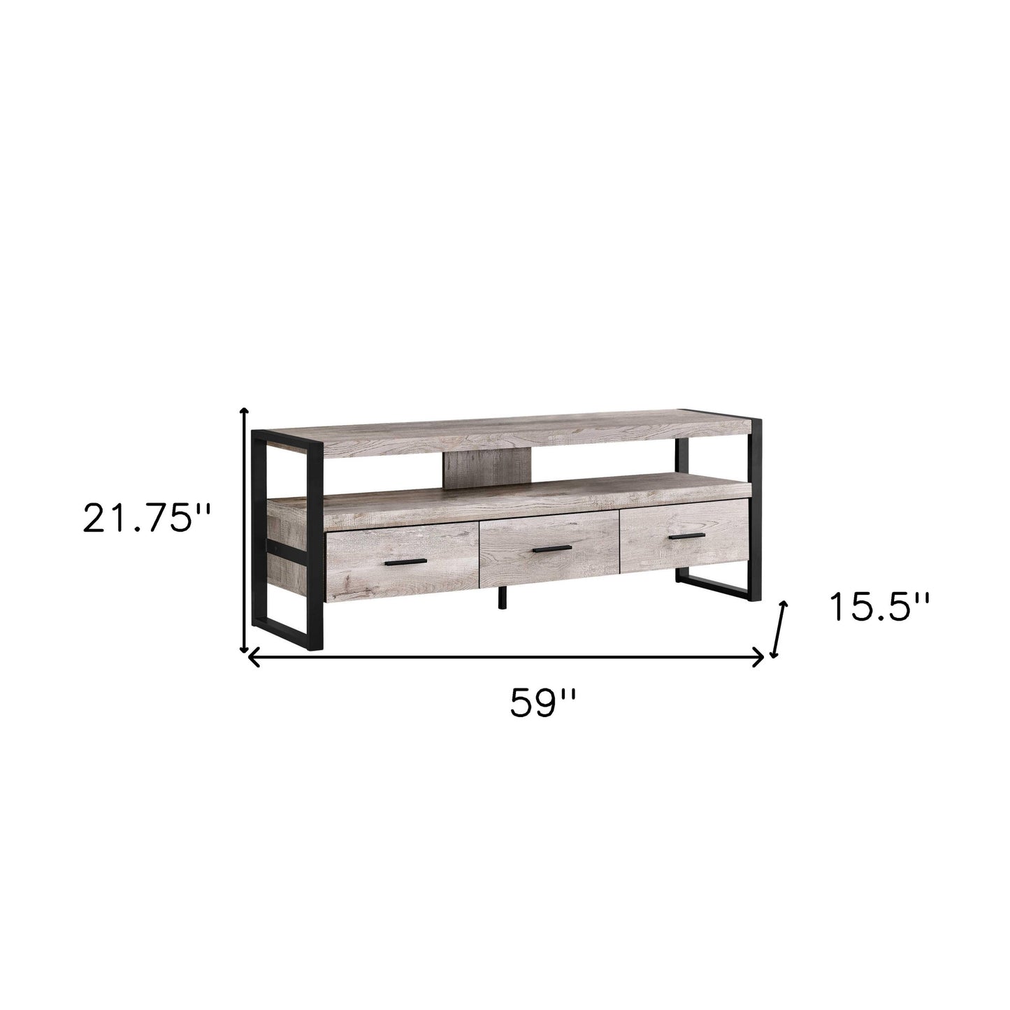 59" Brown and Black Cabinet Enclosed Storage TV Stand