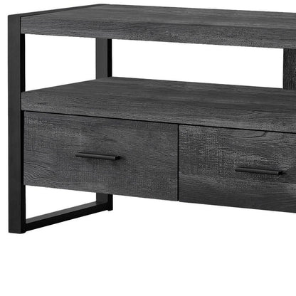 59" Black Cabinet Enclosed Storage TV Stand