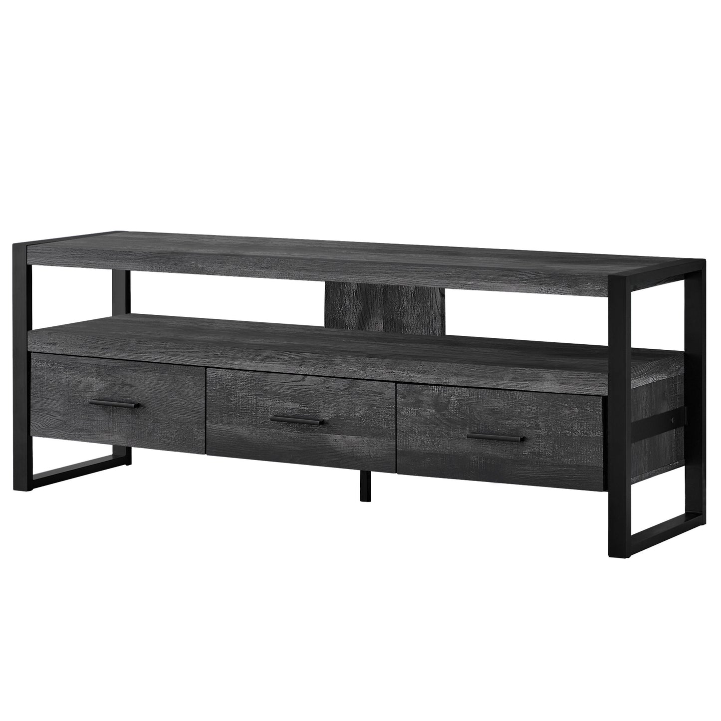 59" Brown and Black Cabinet Enclosed Storage TV Stand