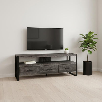 59" Black Cabinet Enclosed Storage TV Stand