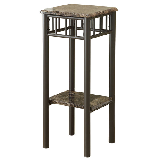 28" Black And Brown Wood And Metal Square End Table With Shelf