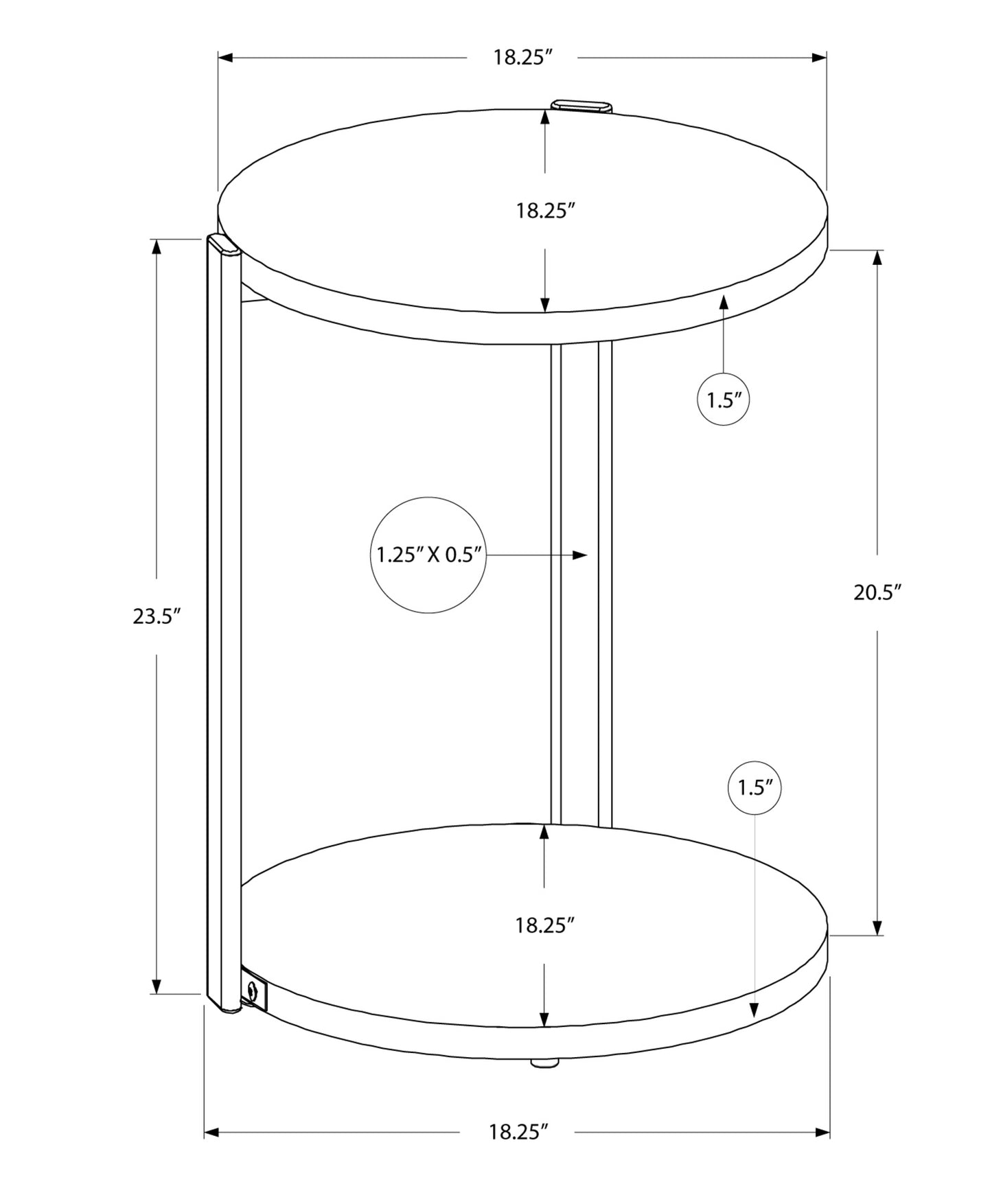 24" White Wood And Metal Round End Table With Shelf