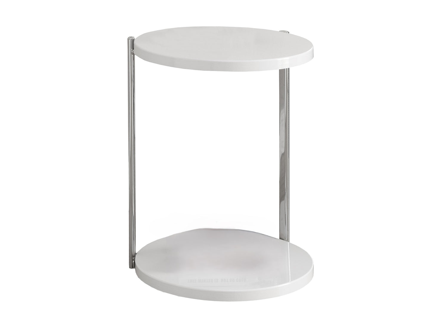 24" White Wood And Metal Round End Table With Shelf