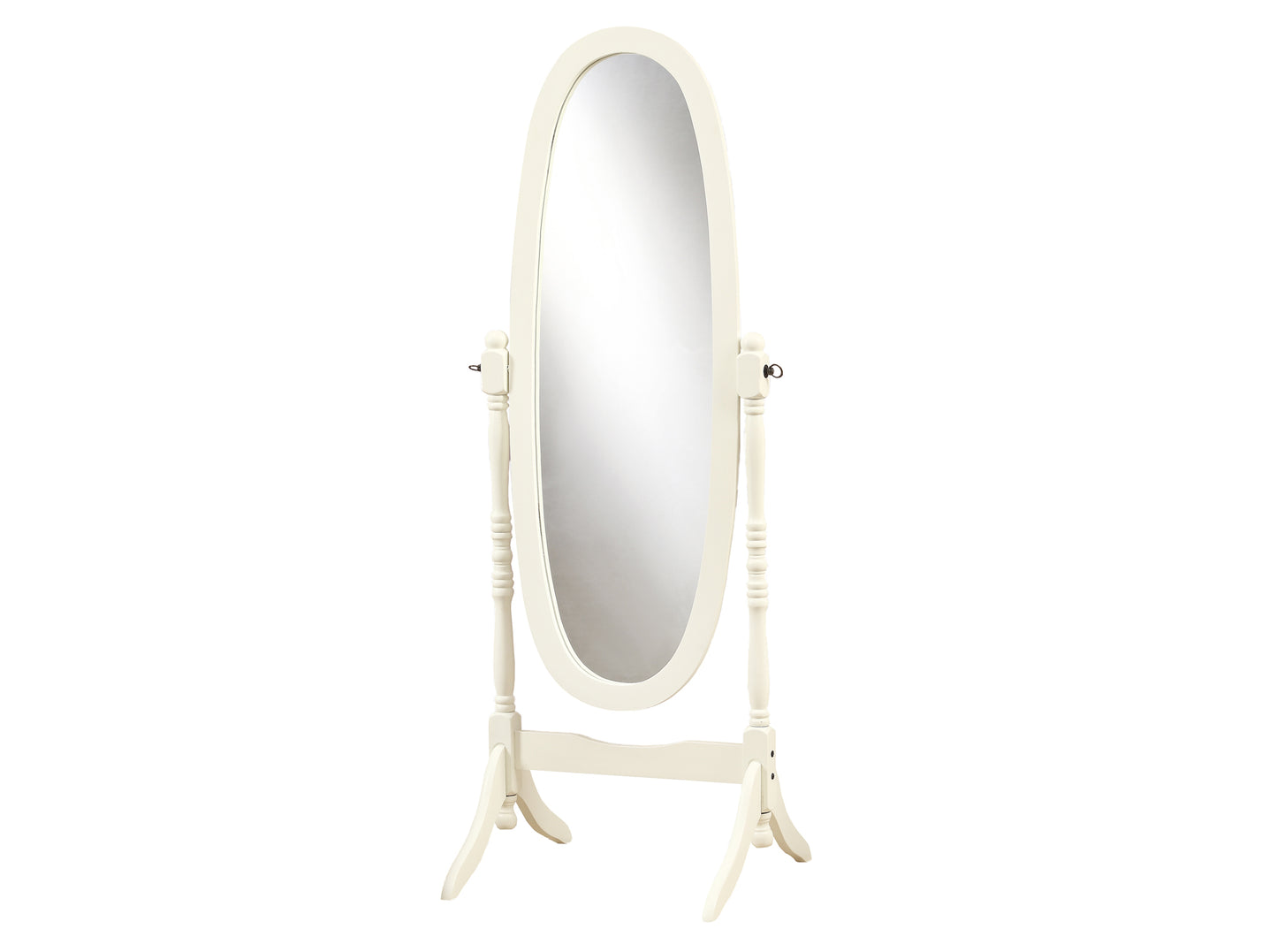 59" White Oval Framed Cheval Standing Mirror