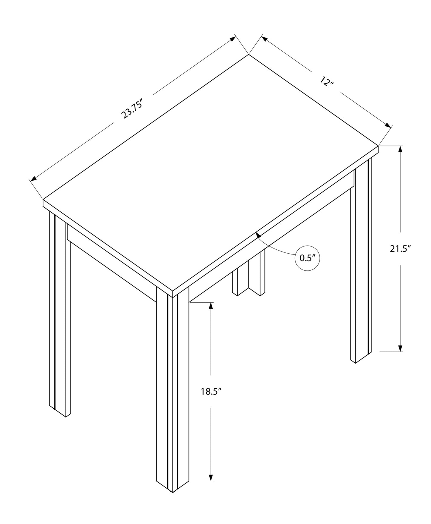 24" Black Console Table