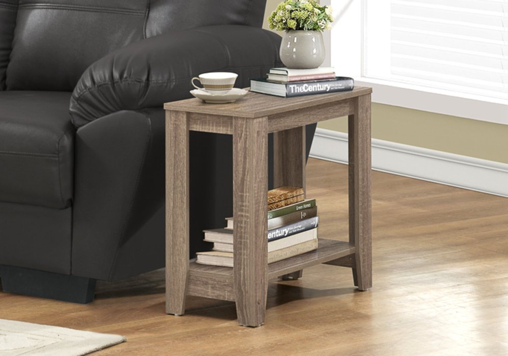22" Deep Taupe End Table With Shelf