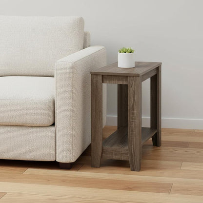 22" Deep Taupe End Table With Shelf