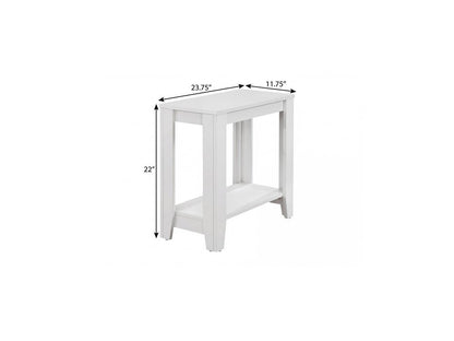 22" White Wood End Table With Shelf