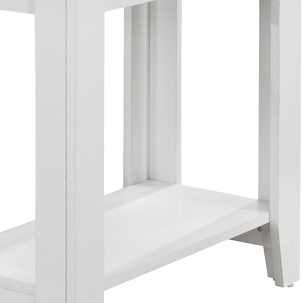 22" White Wood End Table With Shelf