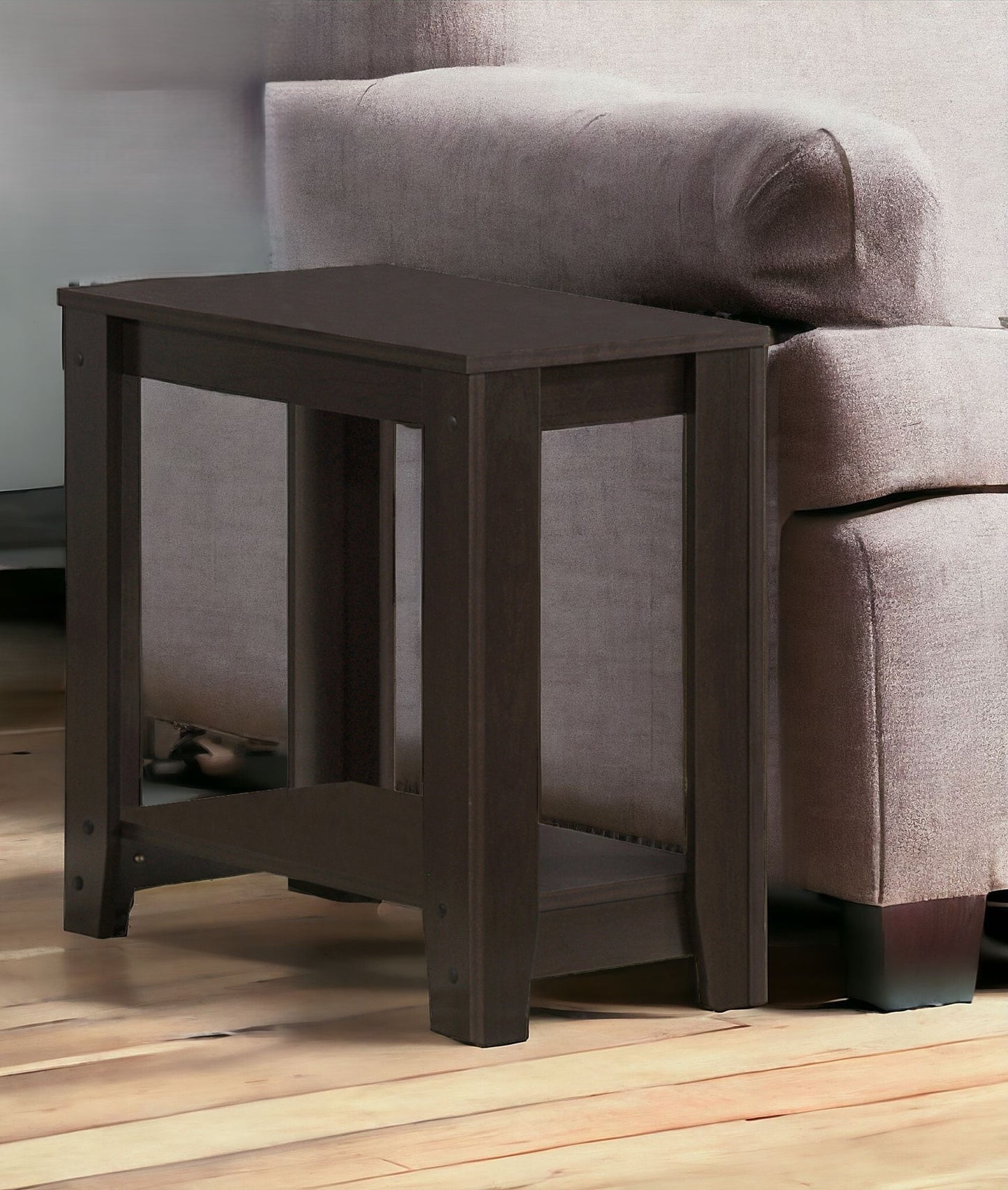 22" Deep Taupe End Table With Shelf