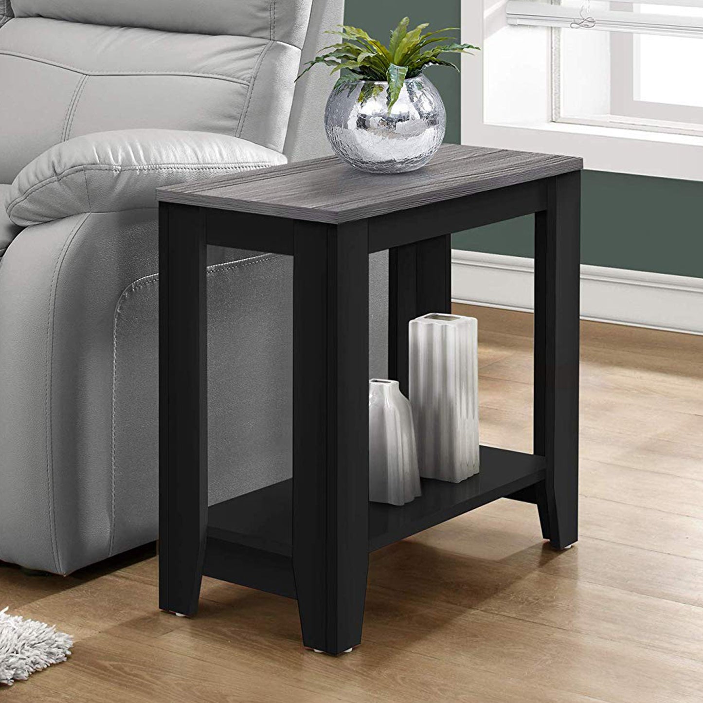 22" Deep Taupe End Table With Shelf