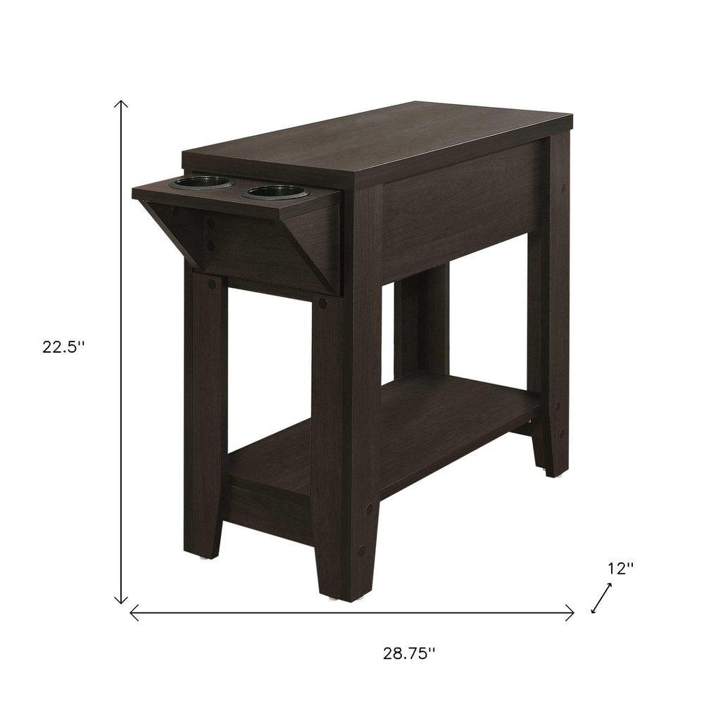 23" brown wood end table with shelf