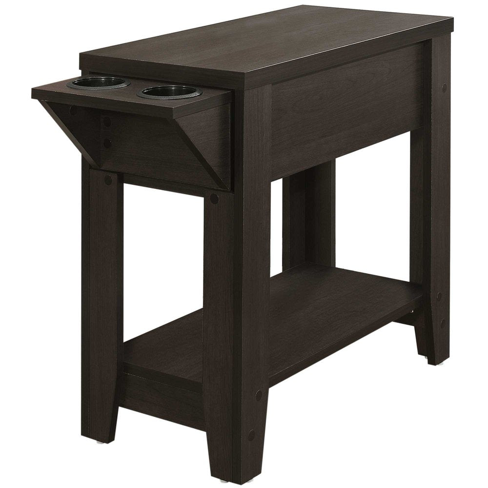 23" brown wood end table with shelf