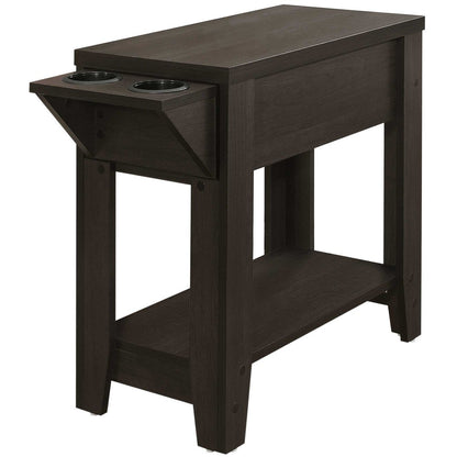 23" brown wood end table with shelf