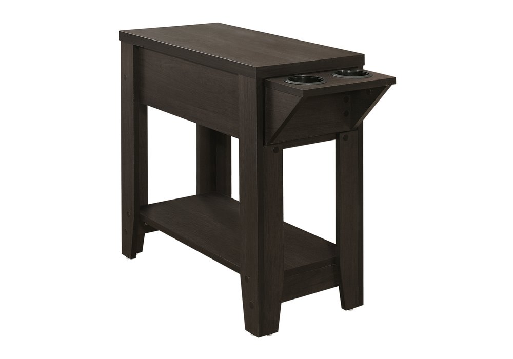 23" brown wood end table with shelf