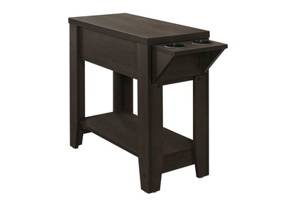 23" brown wood end table with shelf