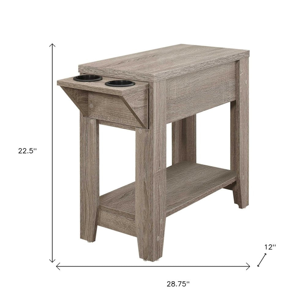 23" Taupe Wood End Table With Shelf