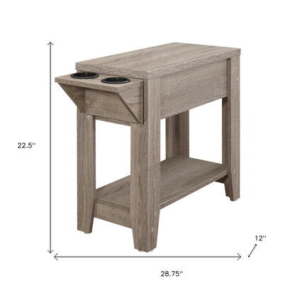 23" Taupe Wood End Table With Shelf