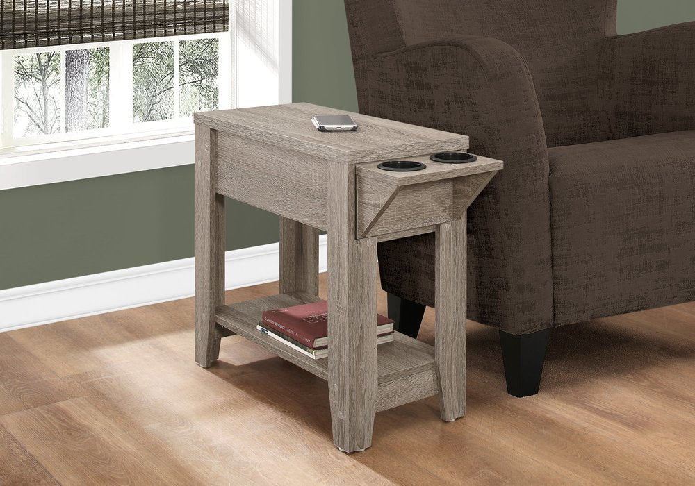 23" Taupe Wood End Table With Shelf