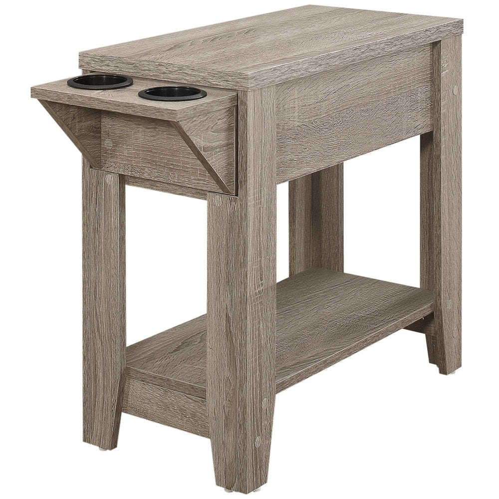 23" brown wood end table with shelf