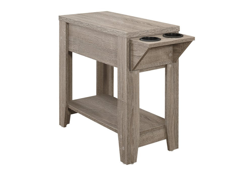 23" Taupe Wood End Table With Shelf