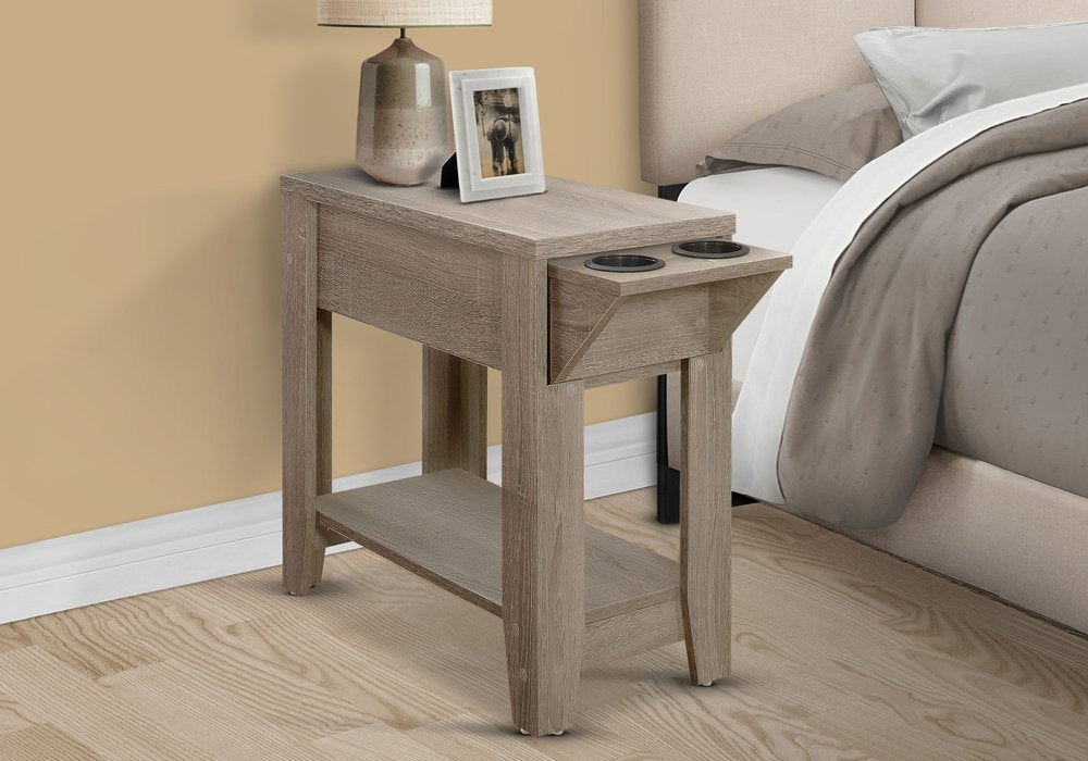 23" brown wood end table with shelf