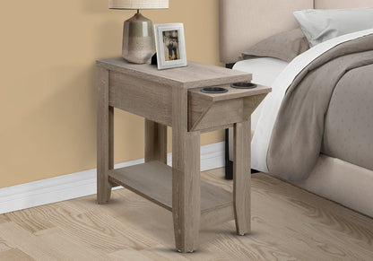 23" brown wood end table with shelf