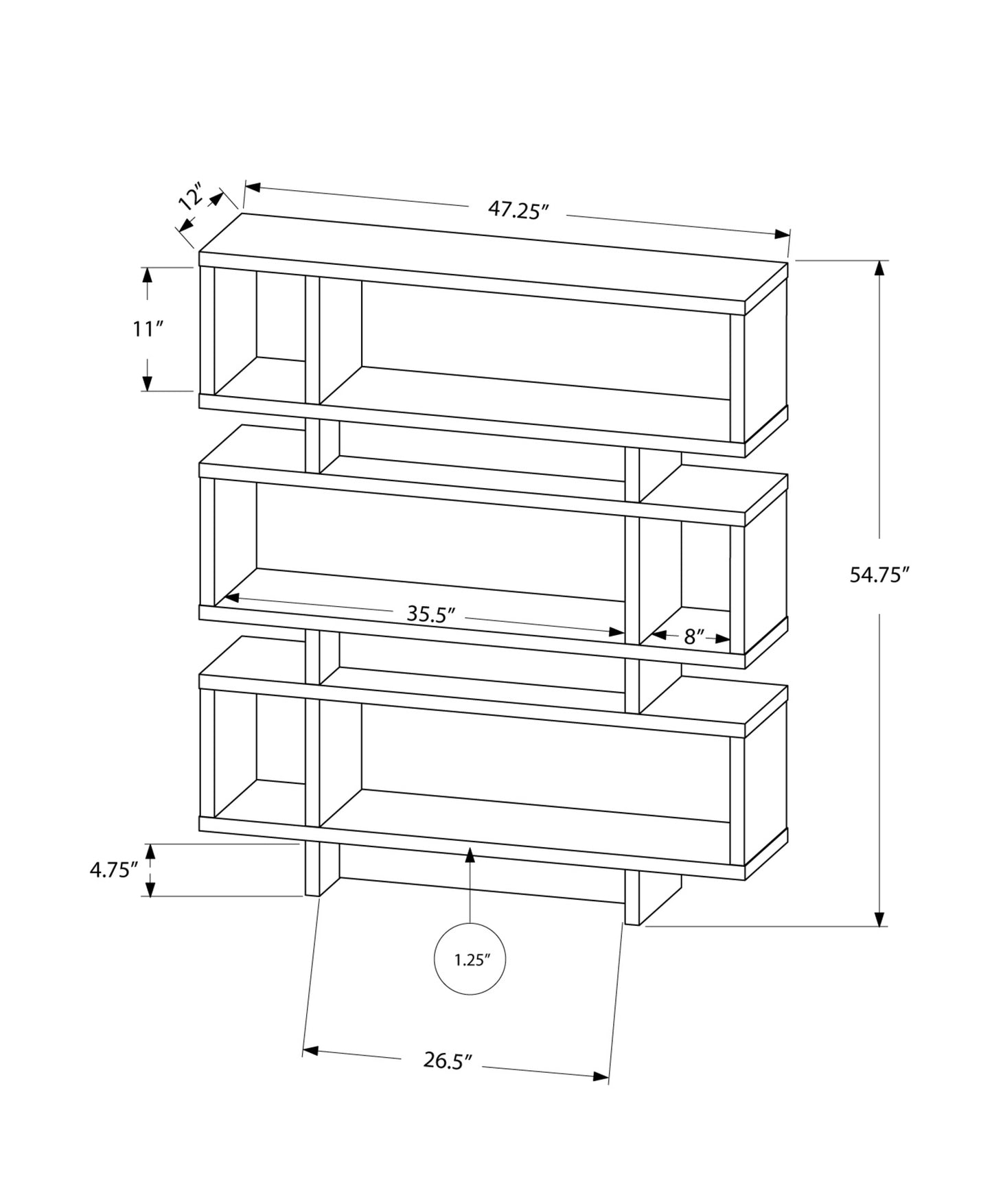 55" White Wood Floating Bookcase