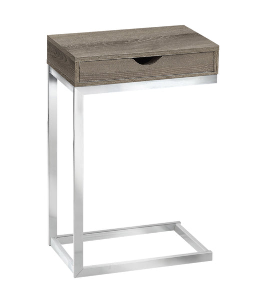 24.5" White Finish And Chromed Metal Accent Table