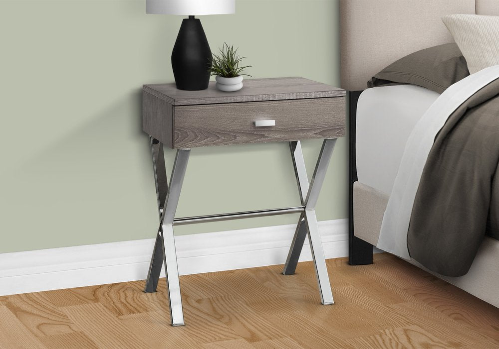 22" Black And Gray Wood And Metal End Table With Drawer