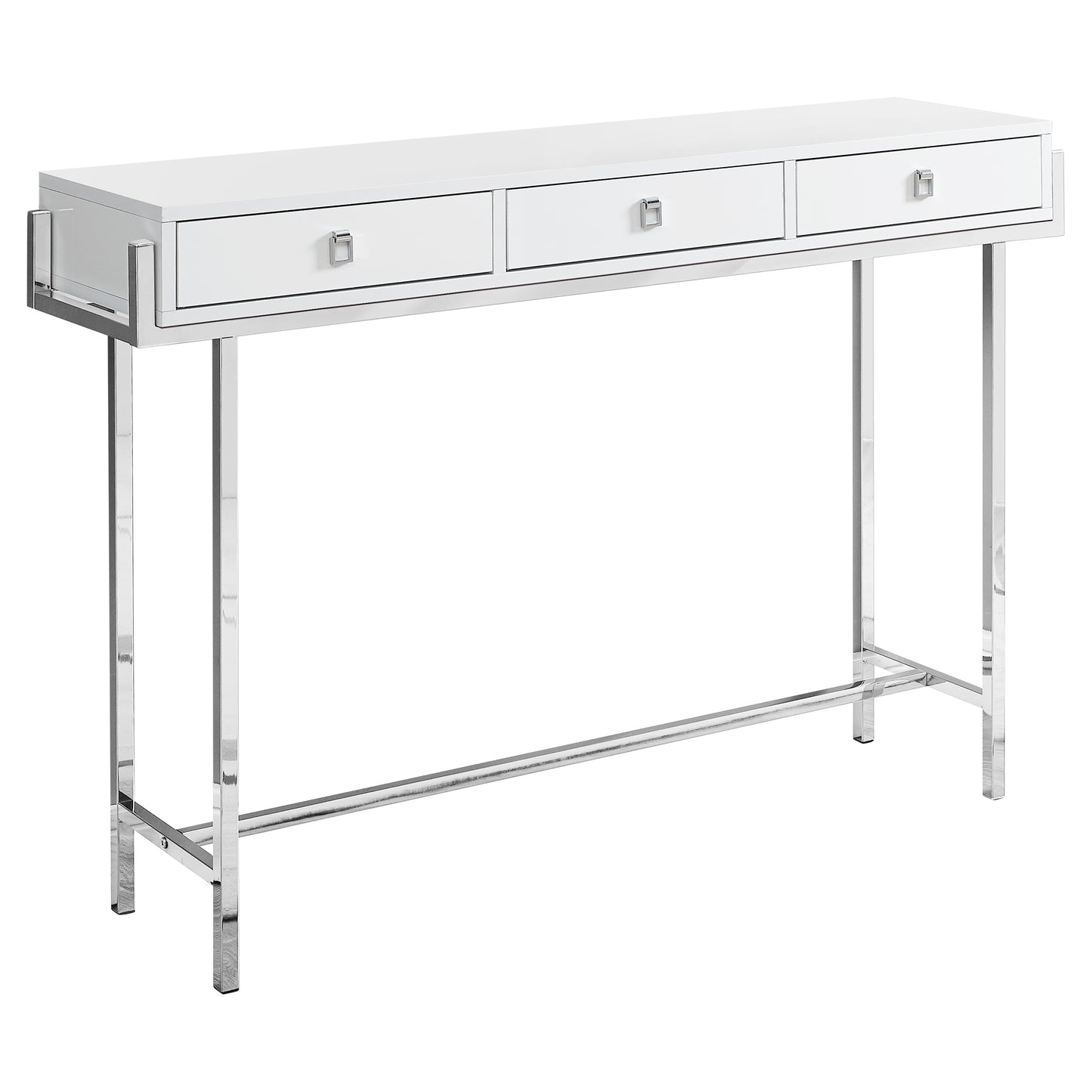 48" White and Silver Console Table And Drawers