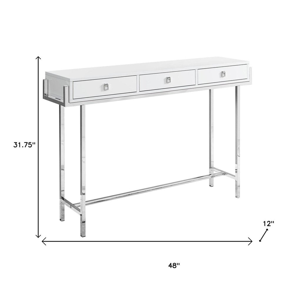 48" Taupe and Silver Console Table And Drawers