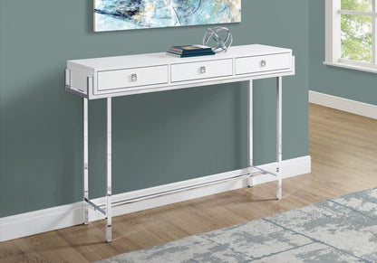48" Taupe and Silver Console Table And Drawers