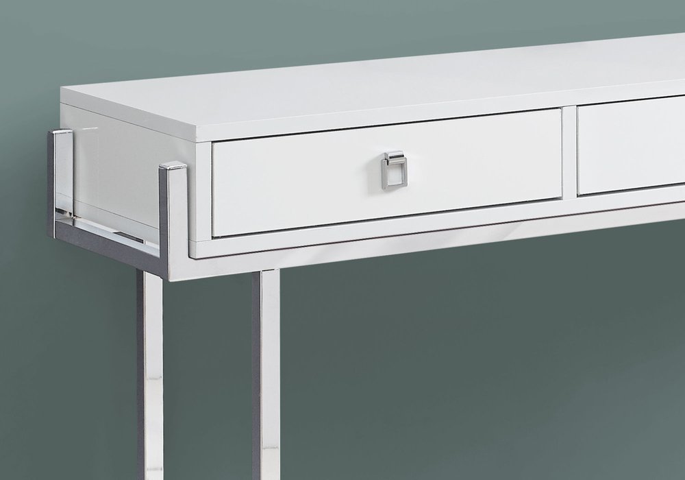 48" Taupe and Silver Console Table And Drawers