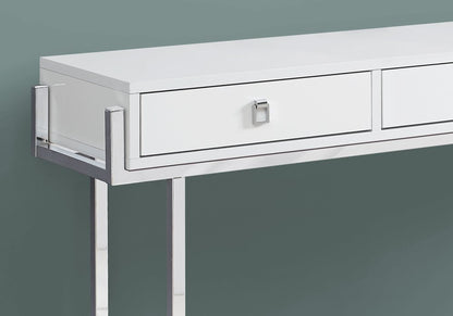 48" Taupe and Silver Console Table And Drawers