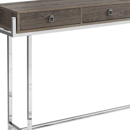 48" Taupe and Silver Console Table And Drawers