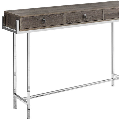 48" White and Silver Console Table And Drawers