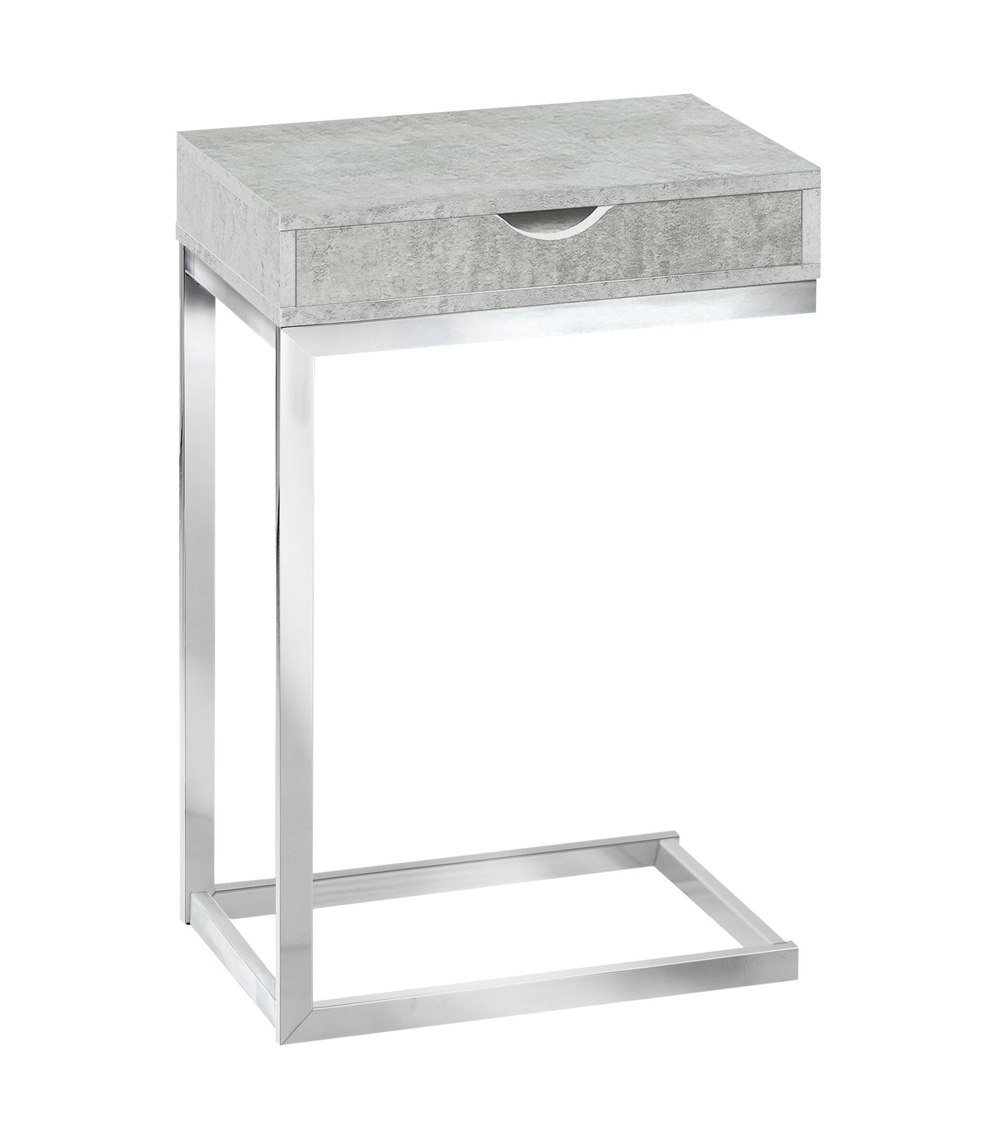 24.5" White Finish And Chromed Metal Accent Table