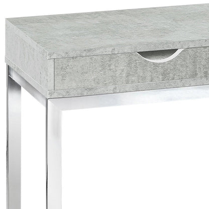 10.25" X 15.75" X 24.5" Grey Finish Drawer And Black Metal Accent Table