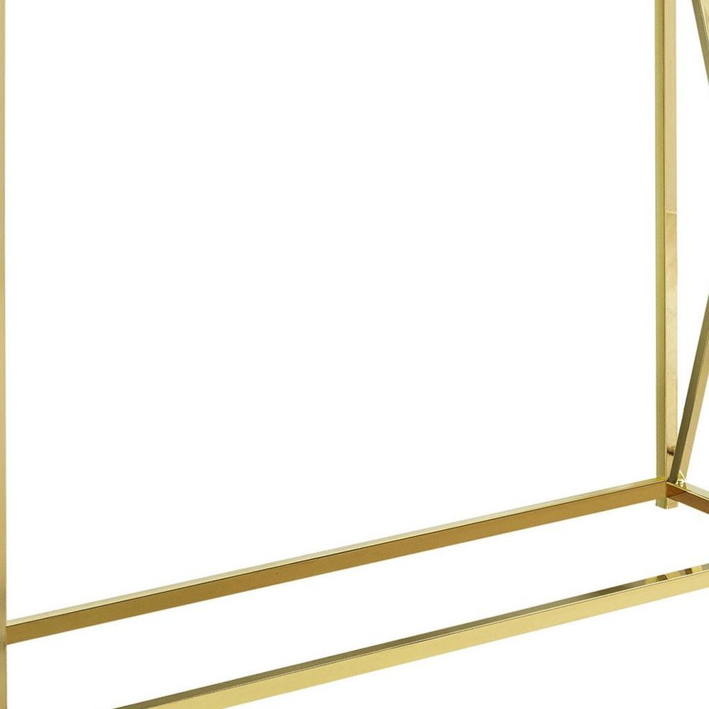 42" Clear And Gold Glass Frame Console Table