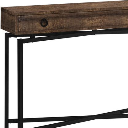 43" Brown And Black Cross Leg Console Table