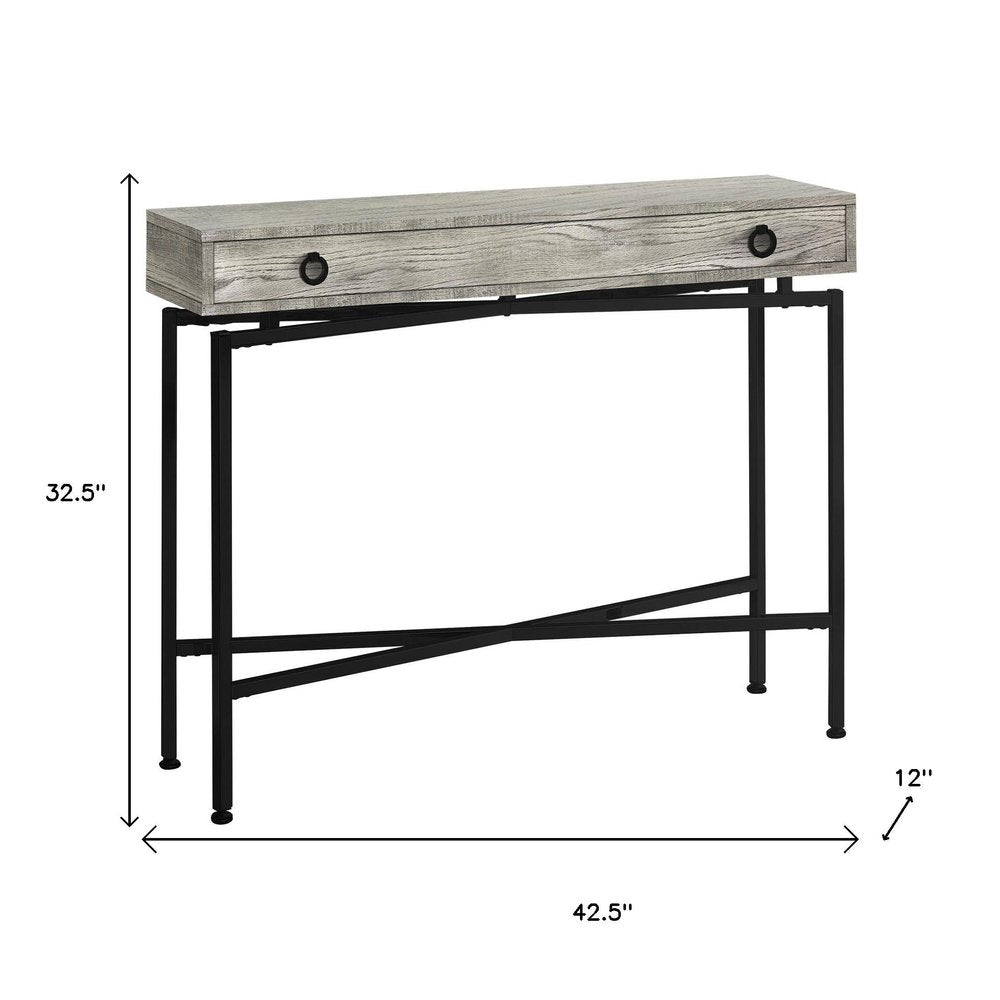 43" Brown And Black Cross Leg Console Table
