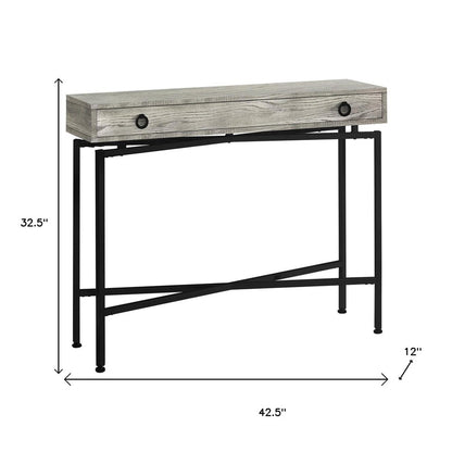 43" Brown And Black Cross Leg Console Table