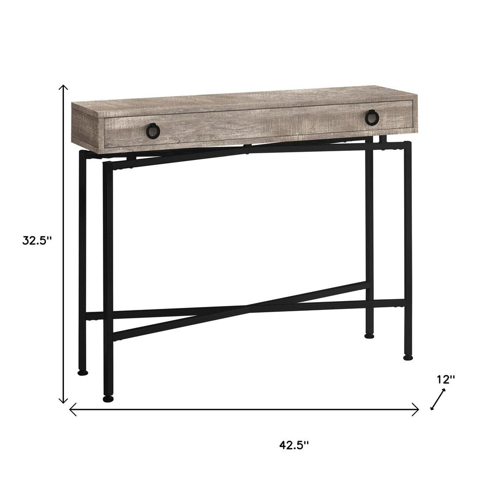 43" Brown And Black Cross Leg Console Table
