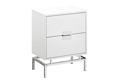 24" White And Silver Wood And Iron End Table With Two Drawers